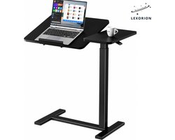 Lexorion Verrijdbare Laptoptafel Zwart – Verstelbare Hoogte – Kantelbaar Werkblad – Laptopstandaard met Wielen – Compacte Mobiele Werktafel voor Thuis, Kantoor & Klaslokaal