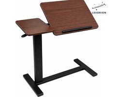 Lexorion Ziekenhuis Bedtafel op Wielen – Verstelbare Bedtafel met Houten Blad & IJzeren Frame – Laptoptafel & Eettafel voor Bed – In Hoogte Verstelbaar – Max. Draagvermogen 15 kg – Bruin