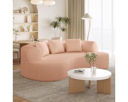 Lexzurn Zitbank 168 X 90 X 67 Cm - Extra Diepe Zitting Met Dikke Kussens - Voor Compacte Woonkamer - Ergonomisch ontwerp - Chenille - Roze
