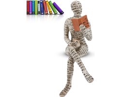 Lezende Vrouw Beeldje - Abstracte Hars Sculptuur - Innovatieve Dame Leest - Decoratief Boekenplank Ornament - Kantoor en Studie Decoratie