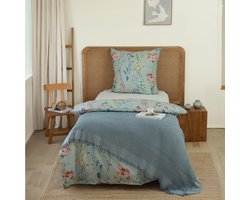 L&G - %100 Katoen Bedsprei 170 x 220 cm – Wafel Sprei - Plaid – quilt - WafelDeken - bedsprei 1 persoonsbed- Dekentje voor op de bank - Optimus Blauw