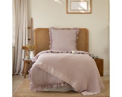 L&G - %100 Katoen Bedsprei 170 x 220 cm – Wafel Sprei - Plaid – quilt - WafelDeken - bedsprei 1 persoonsbed- Dekentje voor op de bank - Optimus Rose
