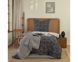 L&G - %100 Katoen Dekbedovertrekset - Eenpersoons - 1 x 140x200 cm dekbedovertrek + 1 x kussensloop 60x70 cm - Beddengoedset - Bedovertrek - Lexi Grey