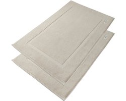 L&G - Badkamermat - Badmat 50 x 80cm - Set van 2 - Beige Badmat - Badmatten - WC Mat - badmat luxe - Badmatten - 1000 gr/m2