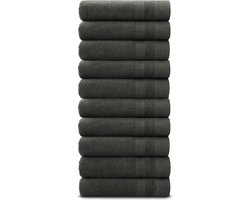 L&G - Handdoeken - 10 delig - 10 Handdoeken 50x100 cm - 100% Katoen - Antraciet Handdoek - Handdoeken katoen