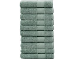 L&G - Handdoeken - 10 delig - 10 Handdoeken 50x100 cm - 100% Katoen - Vintage Green - Gastendoekjes