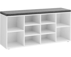 LHS10WT Schoenbank Schoenenrek Schoen opbergbank 10 Compartimenten met bekleding voor de slaapkamer Slaapkamer 104 x 30 x 48 cm wit