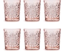 Libbey Drinkglas Hobstar Coral Pink – 355 ml/ 35,5 cl - 6 stuks - vintage design - vaatwasserbestendig - hoge kwaliteit