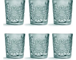 Libbey Drinkglas Hobstar - Groen - 355 ml / 35,5 cl - 6 stuks - vintage design - vaatwasserbestendig - hoge kwaliteit