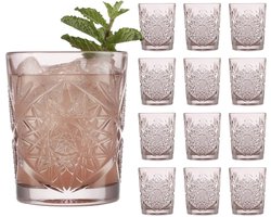 Libbey Hobstar Drinkglazen - Waterglazen Set - Blush Rosé Roze - Reliëf Persglas - 355 ml - 12 stuks