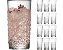LIBBEY Waterglazen - Drinkglazen Set - Kristalvormige Cocktailglazen - Vaatwasserbestendig - 473 ml (12 stuks)