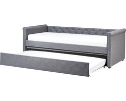 LIBOURNE - Onderschuifbed - Donkergrijs - 90 x 200 cm - Polyester