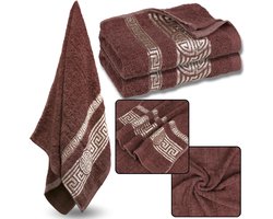 Licht bourgondische katoenen handdoek met decoratief borduursel, badhanddoek, Egyptisch patroon, zacht, compact formaat 70x135 cm
