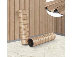 Licht Eiken Houten Latten Behang Zelfklevend 3D Effect voor Woonkamer en Meubels, Vintage Natuurlook, 30CMx3M