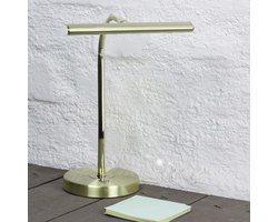 Licht-Erlebnisse - Curtis - LED - Bureaulamp - 380lm - van - Metaal - in - Messing mat - Bankierslamp - Tafellamp