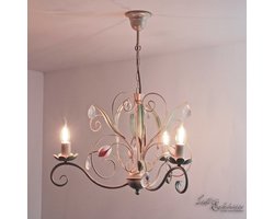 Licht-Erlebnisse - Luce - Kroonluchter - E14 - van - Metaal glas - in - Wit roze groen - Hanglamp