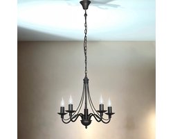 Licht-Erlebnisse - Rosabella - Kroonluchter - E14 - van - Metaal - in - Zwart - Hanglamp