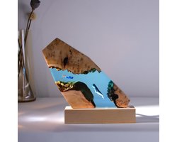 Licht Gevende Walvis Duiker Tafel Lamp Decoratie Marine Kunst Massief Houten Hars Lamp Verjaardagscadeau Decoratie Voor Thuis Woonkamer Slaapkamer