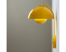 Licht macaron LED wandlamp - Creatieve paddestoel vorm slaapkamerlamp - Metalen nachtlamp - Leeslamp voor binnen - Wandverlichting - E27 lichtbron/12W - Geschikt voor slaapkamer en woonkamer (Donkergeel)