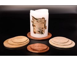 Licht ovaal houten bord - onderzetter - 1 stuk - echt hout - 10x8 cm