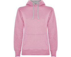 Licht Roze dames Hoodie met Grijze binnenzijde capuchon en koord Urban merk Roly maat XL