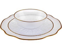 Licht serviesset voor 6 personen 18-delig uniek design - rond combiservies - dagelijks en bijzonder servies - servies set bordenset 6 person