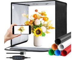 Lichtbak 30cm, Fotografie Verlichtingstent Studio Kit met 3-Kleurtemperatuur Dimbaar LED-licht, 6 Kleuren Achtergrond voor Sieraden/Kunstwerken/Kleine Objecten Tafelblad Studio
