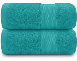 Lichtbestendige Badset, 700 g/m², Extra Absorberend, 100% Katoen, Blauwgroen, 2 Stuks