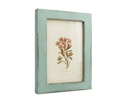Lichtblauw houten fotolijst vintage look – staande en hangende fotolijst – rustieke foto houder met verweerde afwerking – landelijke wand decoratie voor thuis en kantoor