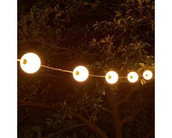 Lichtbollen - snoer 5,5 meter - 6 stuks - warm witte LED verlichting met netstroomstekker