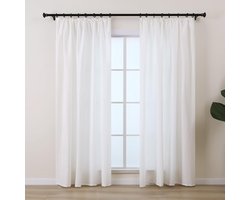 Lichtdoorlatende gordijnen - inkijkbescherming - 245 cm - natuurlijk wit - katoenlook