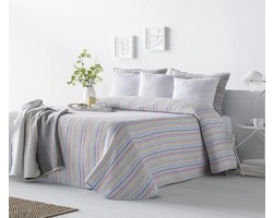 Lichte gestreepte spreid voor tweepersoonsbed 230 x 270 cm - Gerecycled materiaal