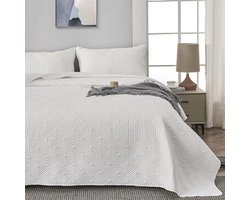 Lichte Gewatteerde Bedsprei 220x240 cm, 3-delige Set met Kussenslopen, 100% Polyester, Ademend en Zacht