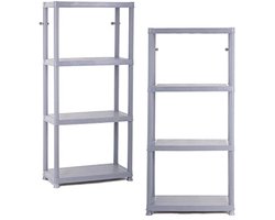 Lichte kunststof rekken set van 2 - 61 x 30,5 x 130 cm, 25 kg per plank, perfect voor huishouden en werkplaats