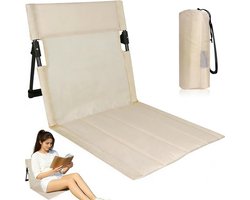 Lichte Strandstoel met Rugleuning, Aluminium Frame en Draagtas voor Picknick, Vissen en Wandelen, Comfortabele Buitenstoel in Crème