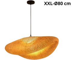 Lichtendirect - Bamboe 80 CM Hanglamp- XXL- Bamboe plafondlamp– Rotan lamp – Plafonnière – Slaapkamer lamp & woonkamer lamp- Restaurant lamp