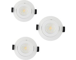 Lichtendirect - LED Inbouwspot Wit– Set van 3– IP44 – Dimbaar – Kantelbaar – CCT - inbouwspot badkamer