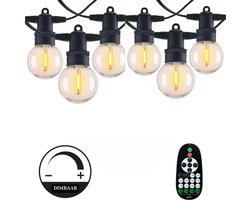 Lichtendirect - Lichtsnoer - 10 Meter - 20 LED lampen - Dimbaar - Afstandsbediening - Lichtsnoer Buiten - Waterdicht - Tuinverlichting - Terrasverlichting - Prikkabel - Lichtslinger