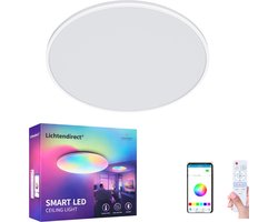 Lichtendirect - Smart LED Plafondlamp met Afstandsbediening -RGBWW - Warm Wit & Koud Wit - APP Bedienbaar - Plafondlamp kinderkamer - Plafonniere voor woonkamer