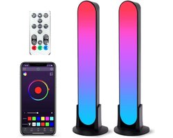 Lichtendirect - Smart Light Bar – RGB LED -Tafellamp- sfeerlamp – 2 stuks - TV verlichting – App & afstandsbediening – USB- Bureaulamp