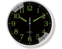 Lichtgevende digitale kwartswandklok - 20 cm - Moderne minimalistische stille klok voor woonkamer en slaapkamer - Stijlvolle wandklok voor thuisgebruik