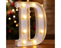 Lichtgevende LED Letter D - Warm Wit - Decoratieve Verlichte Alfabet Lamp voor Huis, Feest en Nachtlamp