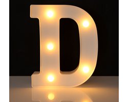 Lichtgevende Letter D - 22 cm - Wit - LED