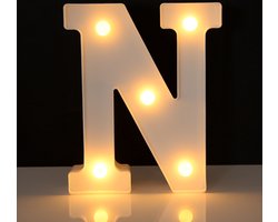 Lichtgevende Letter N - 22 cm - Wit - LED