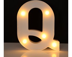 Lichtgevende Letter Q - 16 cm - Wit - LED