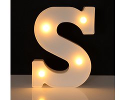 Lichtgevende Letter S - 16 cm - Wit - LED