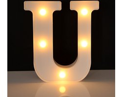 Lichtgevende Letter U - 22 cm - Wit - LED