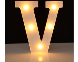 Lichtgevende Letter V - 22 cm - Wit - LED