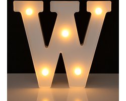 Lichtgevende Letter W - 22 cm - Wit - LED