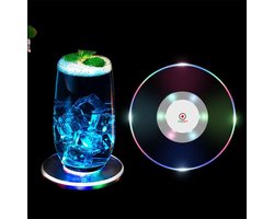 Lichtgevende onderzetter - LED - Sfeervolle verlichting - Glazen onderzetters - Tafel decoratie - Feestversiering - Meerdere kleuren - RGB - 10cm diameter - Jonyx